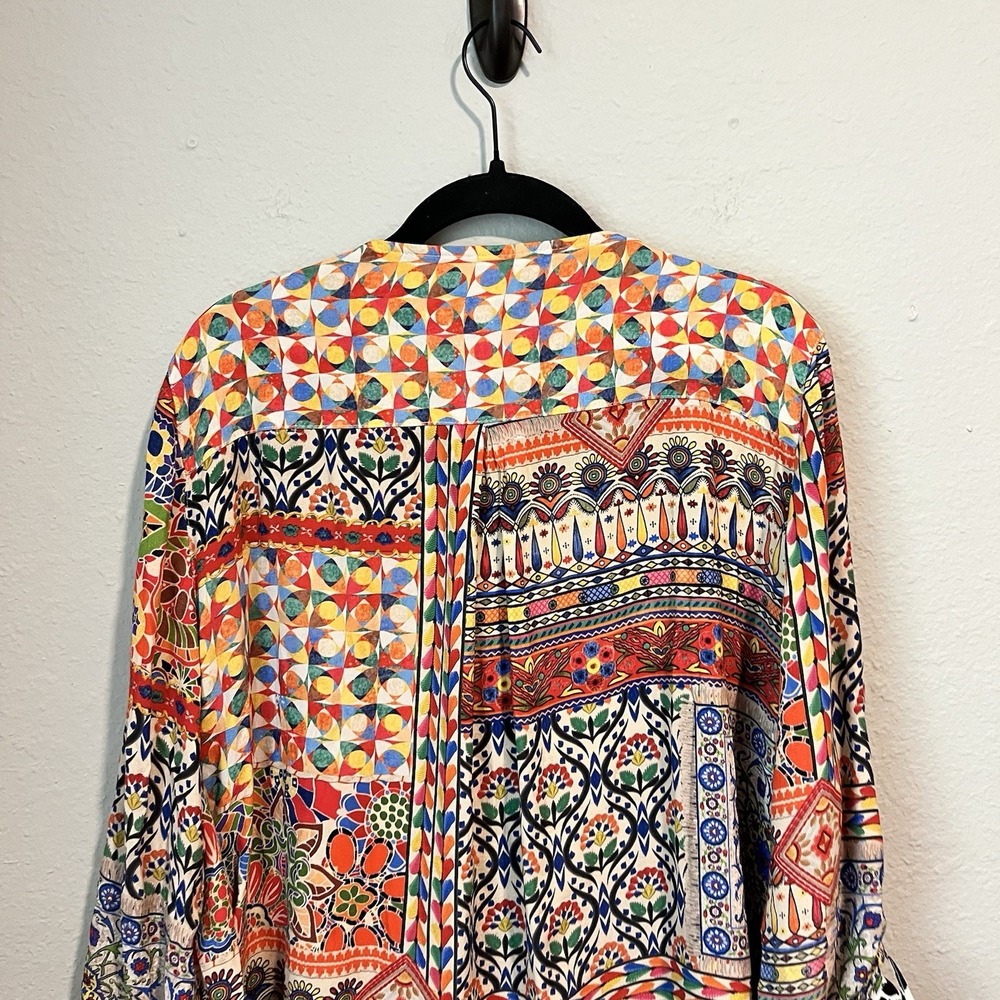John Mark Top Medium Artsy Peasant Colorful Tunic Floral Embroidered Boho - Picture 8 of 15